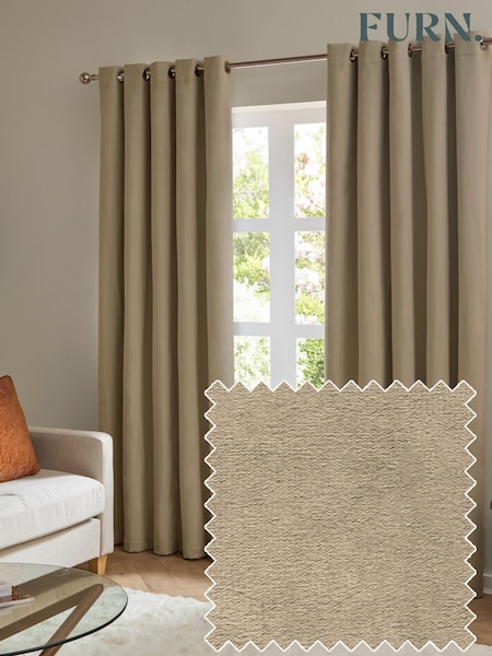 Furn Mocha The Ultimate Velvet 100% Blackout Eyelet Curtains (Y22692) | £37 - £89