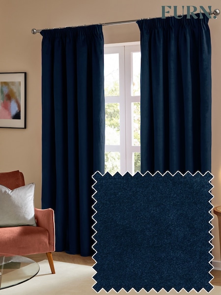 Furn Royal The Ultimate Velvet 100% Blackout Pencil Pleat Curtains (Y22695) | £37 - £89