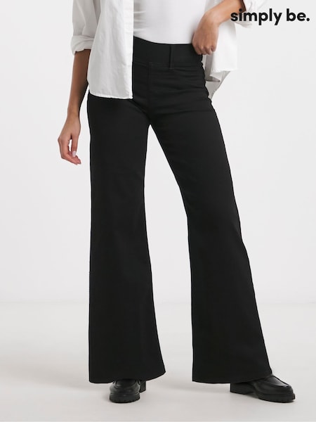 Simply Be Black Wide Leg Jeggings (Y22696) | £28