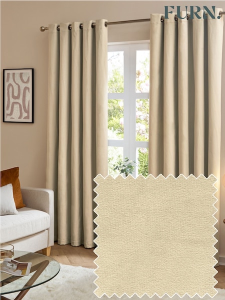 Furn Natural The Ultimate Velvet 100% Blackout Eyelet Curtains (Y22703) | £37 - £89