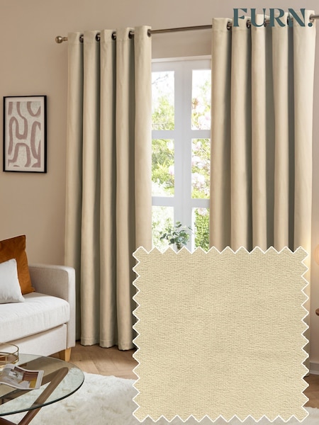 Furn Natural The Ultimate Velvet Eyelet Curtains (Y22706) | £34 - £72