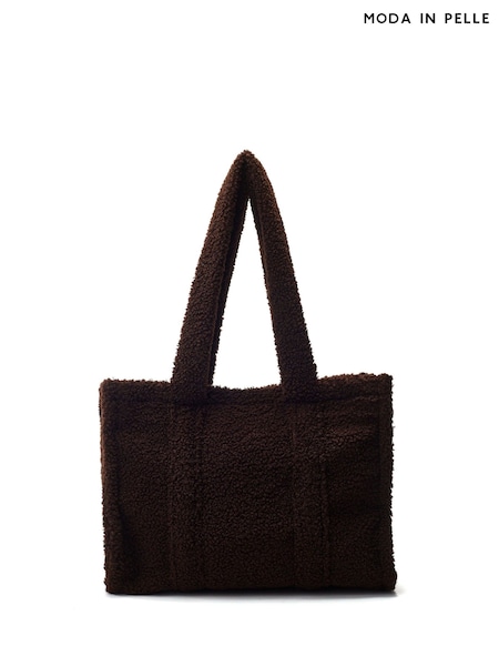 Moda in Pelle Brown Jemima Faux Shearling Tote Bag (Y22842) | £50