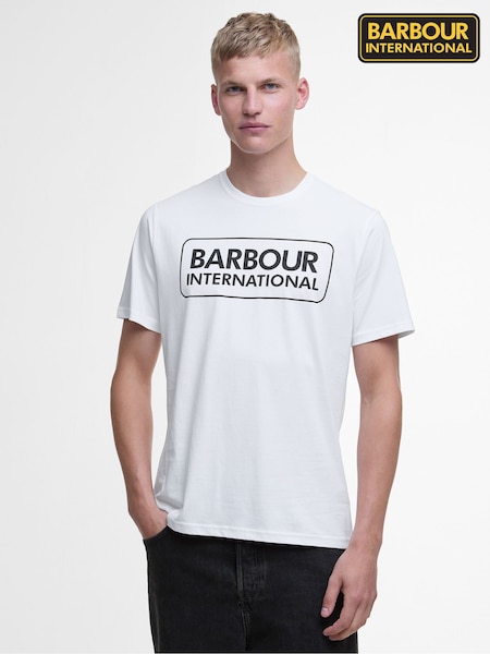 Barbour® International White Essentail Long Sleeve Logo T-Shirt (Y23087) | £35