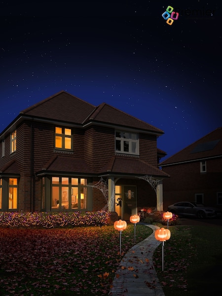 Premier Decorations Ltd Set of 4 Orange Lit Talking Pumpkin Halloween Pathlights (Y23101) | £22