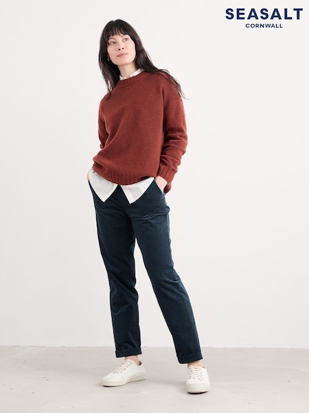 Seasalt Cornwall Blue Navy Crackington Tapered Trousers (Y23407) | £70