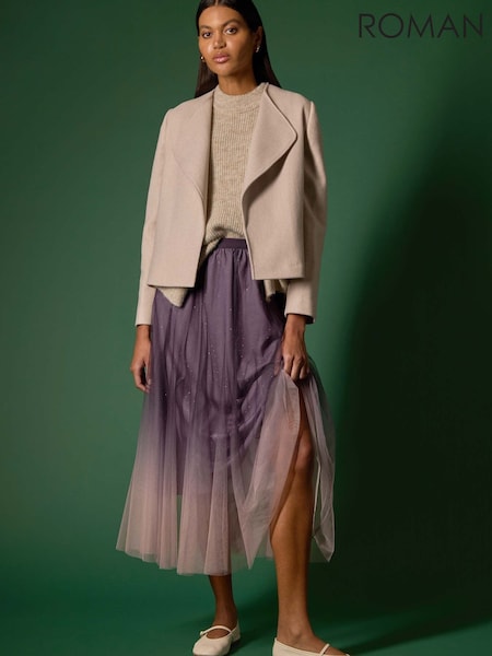 Roman Pink Ombre Dip Dye Mesh Layered Skirt (Y23554) | £50