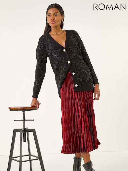 Roman Red Foil Pleated Skirt (Y23574) | £55