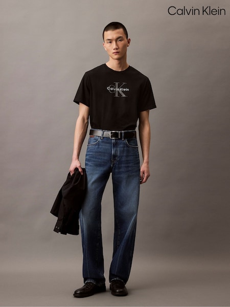 Calvin Klein Black Monogram Logo T-Shirt (Y23593) | £45