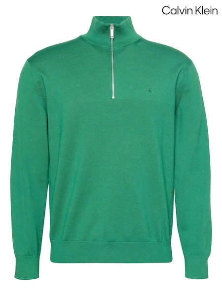 Calvin Klein Green Quarter Zip Jumper (Y23612) | £120