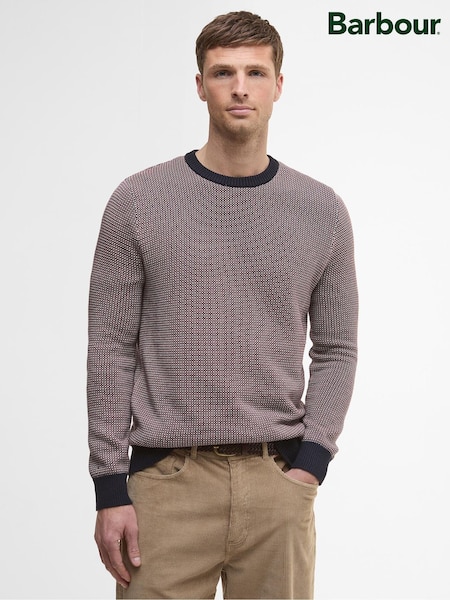 Barbour® Pink & Blue Navy Wells Crew Jumper (Y23632) | £119