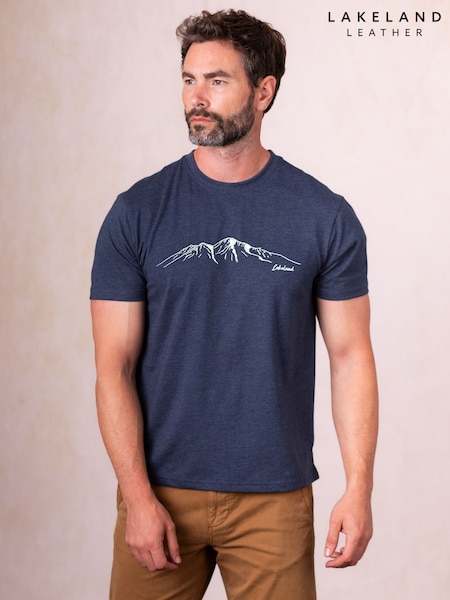 Lakeland Clothing Blue Mountain Print Cotton Blend T-Shirt (Y23639) | £30