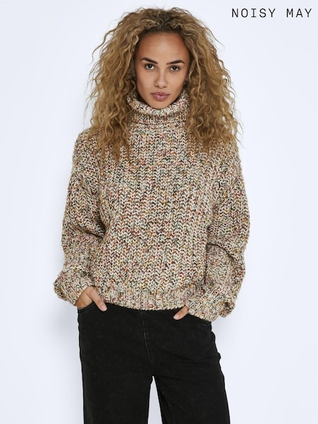NOISY MAY White High Neck Long Sleeve Jumper (Y23659) | £42