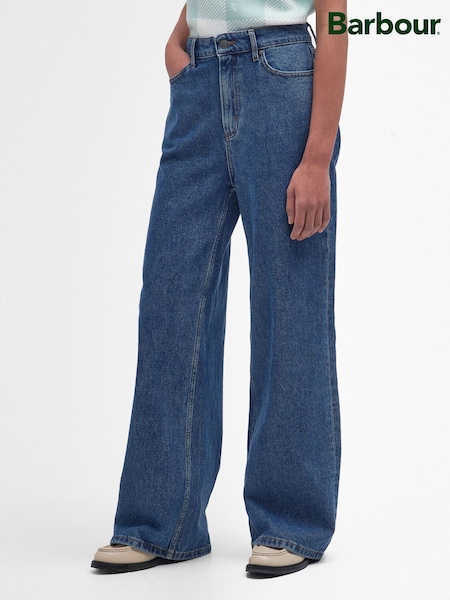 Barbour® Blue Maisie Wide Leg Trousers (Y23679) | £90