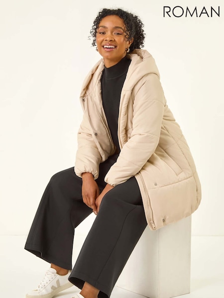 Roman Grey Petite Hooded Quilted Puffer Coat (Y23698) | £75