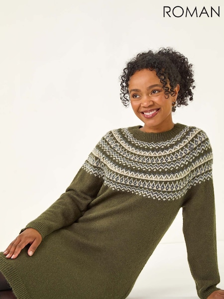 Roman Green Petite Knit Jumper Dress (Y23703) | £50