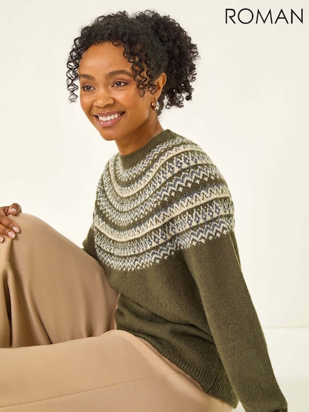 Roman Green Petite Metallic Pattern Knit Jumper (Y23707) | £42