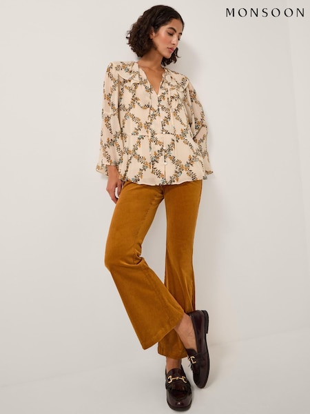 Monsoon Brown Cassidy Corduroy Flare Trousers (Y23884) | £65