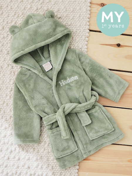 My 1st Years Personalised Sage Green Fleece Robe (Y23891) | £30