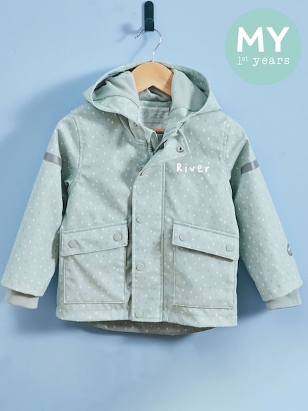My 1st Years Personalised Sage Spot Rain Mac (Y23893) | £43