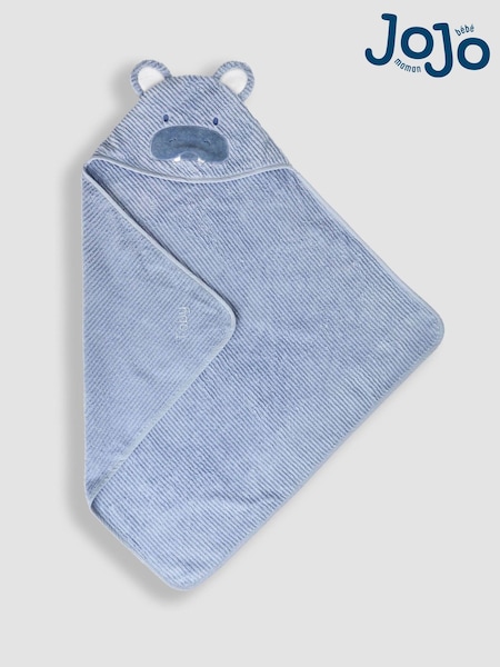 JoJo Maman Bébé Blue Hippo Personalised Hippo Hooded Towel (Y23912) | £25.50