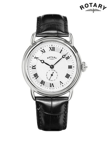 Rotary Heritage Sherlock Stainless Steel Black Strap Watch (Y23947) | £139