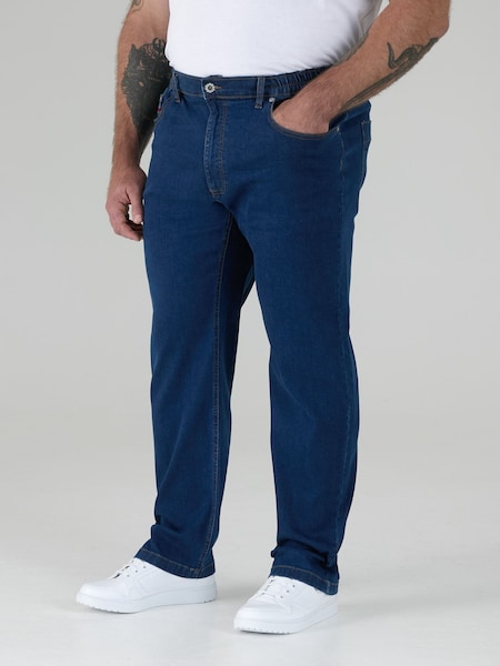 Duke London Blue Bailey Relaxed Comfort Fit Stretch Jeans With Elasticated Waist (Y23970) | £43