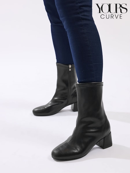 Yours Curve Black Extra Wide Fit Block Stretch Boots (Y23997) | £55