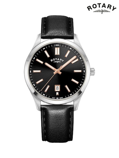 Rotary Heritage Stainless Steel Black Strap Watch (Y24059) | £149