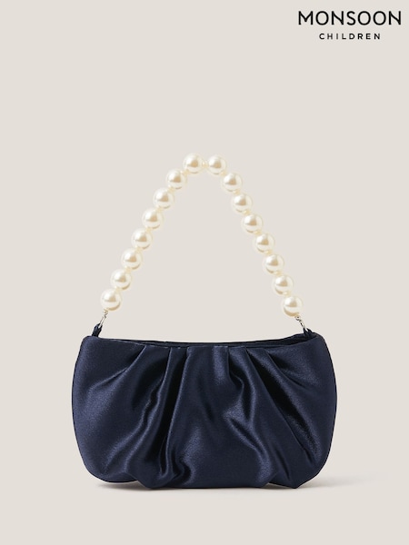 Monsoon Blue Pearl Strap Satin Party Bag (Y24206) | £15