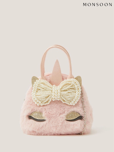 Monsoon Pink Fluffy Bow Unicorn Handbag (Y24207) | £16