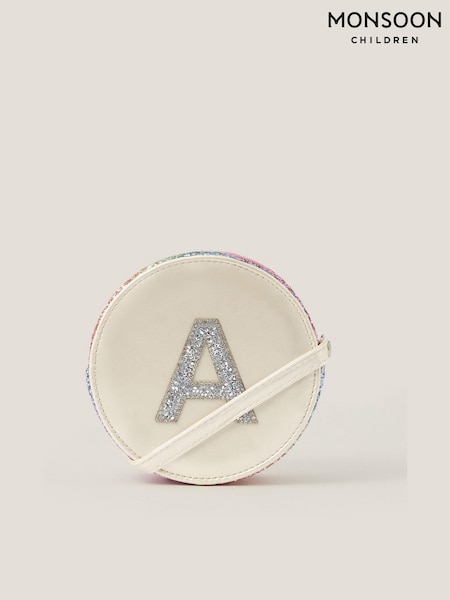Monsoon White Round Glittery Initial Bag - I (Y24213) | £15