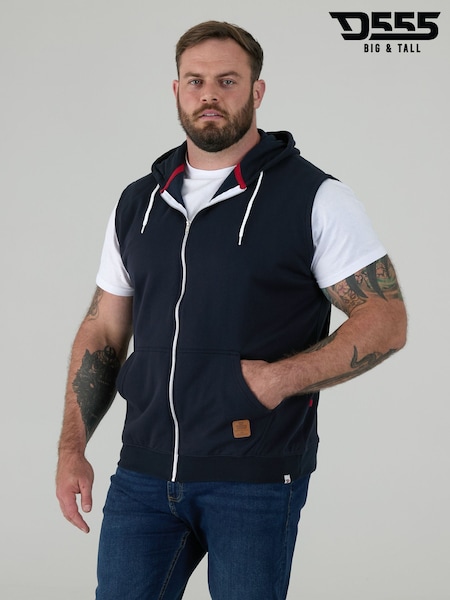 D555 Blue BLAKE Sleeveless Fleece Hoodie (Y24331) | £33