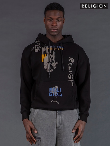 Religion Black Punk Hoodie (Y24336) | £60