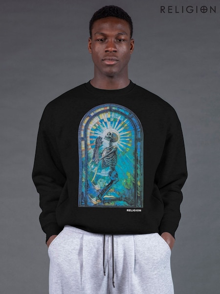 Religion Black Psychedelic Sweatshirt (Y24338) | £55