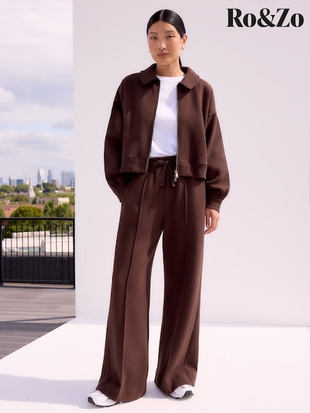 Ro&Zo Brown Petite Wide Leg Sweatpants (Y24339) | £79