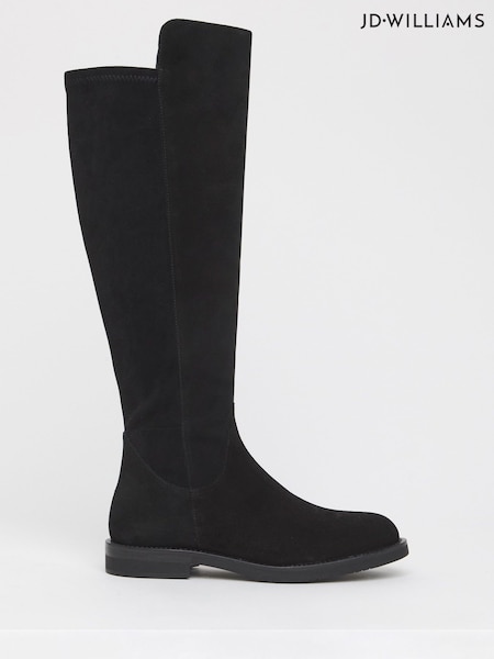 JD Williams Black Wide Fit Real Suede Riding Boots (Y24340) | £100