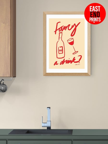 East End Prints Oak Fancy a Drink Wall Art Print by Stephie Cardona (Y24470) | £50 - £130