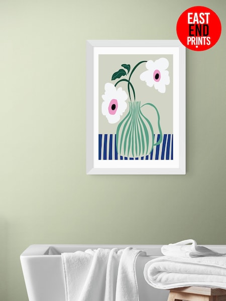 East End Prints White Floral Pottery Delight Wall Art Print by Miho Art Studio (Y24483) | £50 - £130
