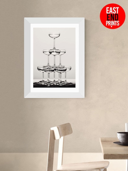 East End Prints White Champagne Monochrome II Wall Art Print by 1x Gallery (Y24502) | £50 - £130