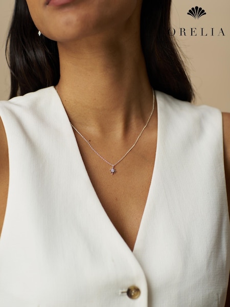 Orelia London Silver Tone Crystal Starburst Charm Necklace in a Gift Box (Y24539) | £30