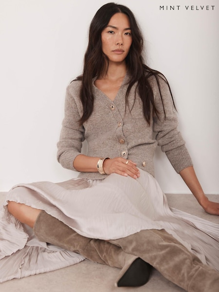 Mint Velvet Natural Asymmetric Detail Cardigan (Y24671) | £99