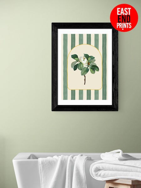 East End Prints Black Stripey Magnolia Wall Art Print by Oh Fine! Art (Y24679) | £50 - £130