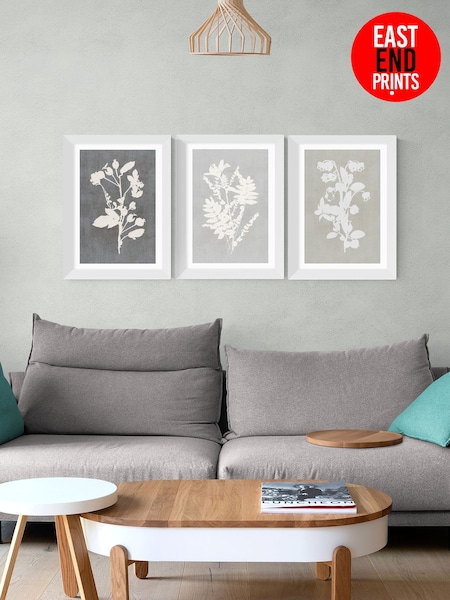 East End Prints White Botanical Illustration Triptych Wall Art Prints by Cartissi (Y24693) | £140 - £370