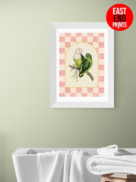 East End Prints White Check Out These Lovebirds Wall Art Print by Oh Fine Art (Y24699) | £50 - £130