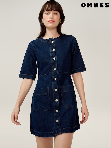 Omnes Blue Adia Mini Dress in Mid-Wash Denim (Y24741) | £59