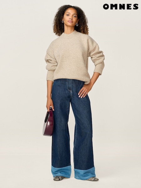 Omnes Cream Clementine Oversized Slouchy Crew Neck Jumper (Y24754) | £59