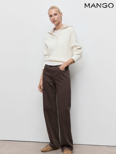 Mango Brown Miami Medium-Rise Straight-Fit Jeans (Y24771) | £40