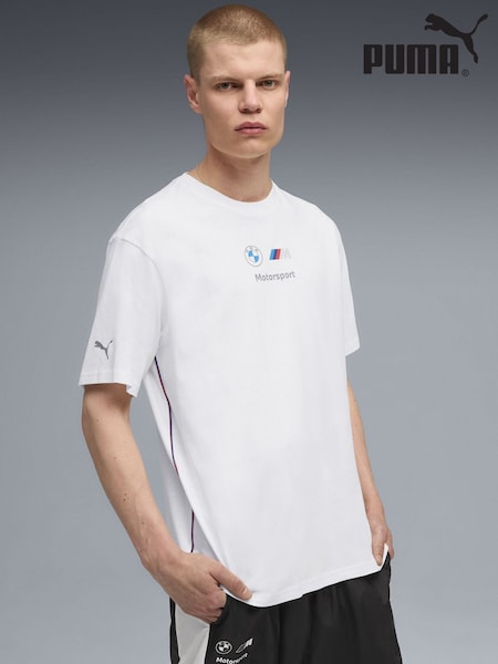 Puma White BMW M Motorsport Essentials Mens Logo T-Shirt (Y24791) | £35