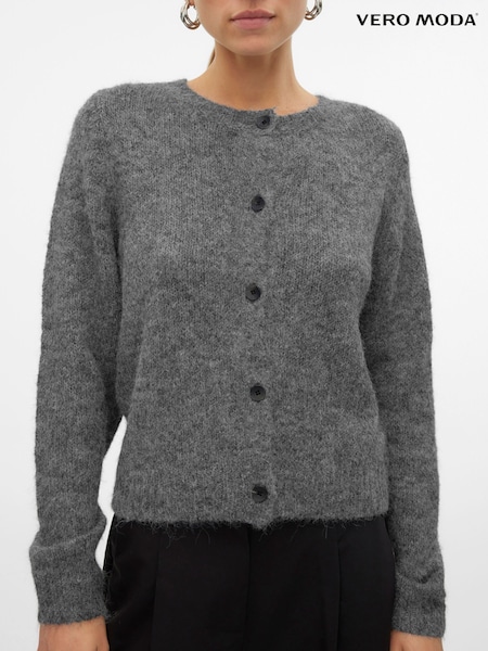 VERO MODA Grey Long Sleeve Round Neck Cardigan (Y24806) | £37