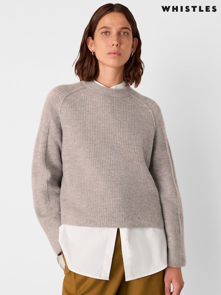 Whistles Nude Aria Wool Mix Crew Knit Jumper (Y24815) | £99